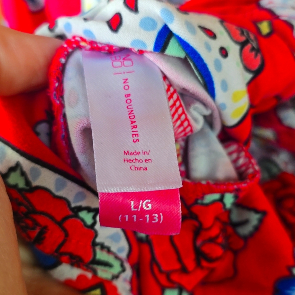 🎀 No Boundaries Pink Sugar Skull Capri Leggings – Size L (11-13) - Picture 3 of 4